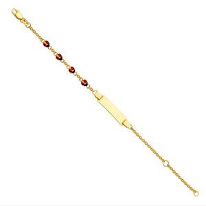 14KT Gold Baby ID Bracelet with Ladybug 5+1 inches